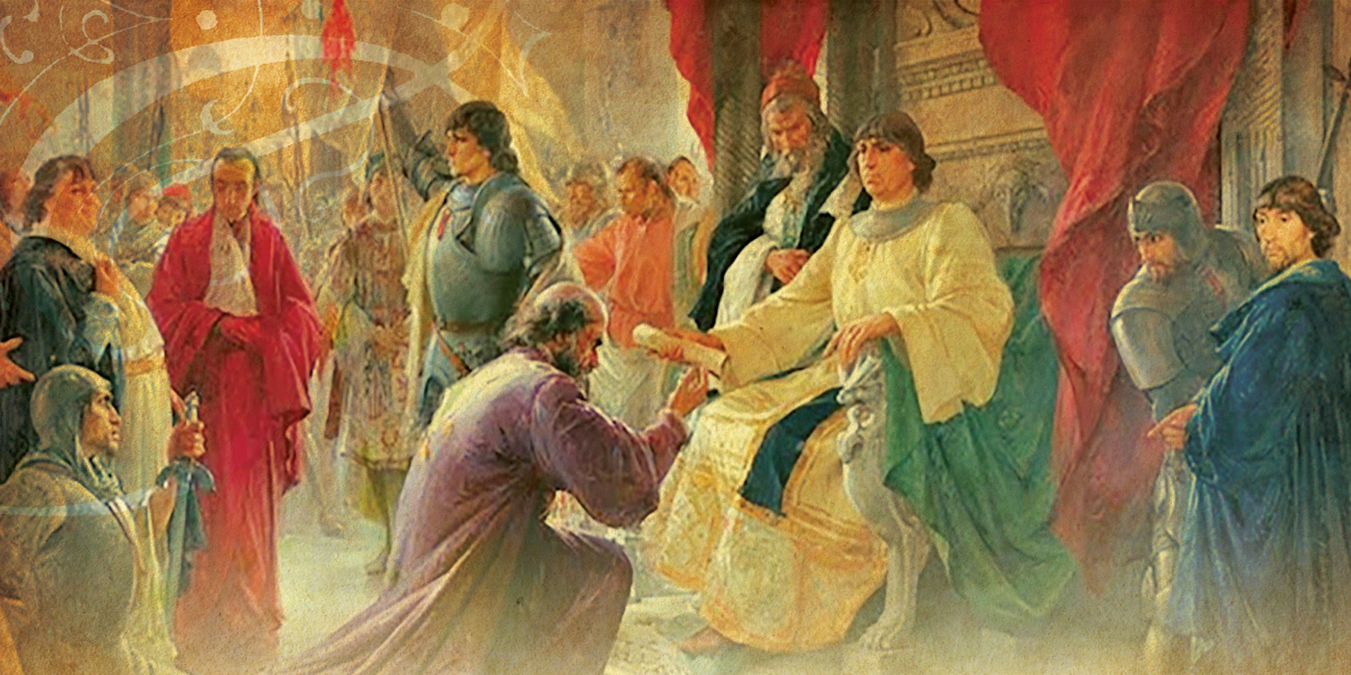 Quadro di Tafuri che ritrae Re Ferrante I d'Aragona che consegna la Pergamena Bianca al sindaco di Cava Onofrio Scannapieco